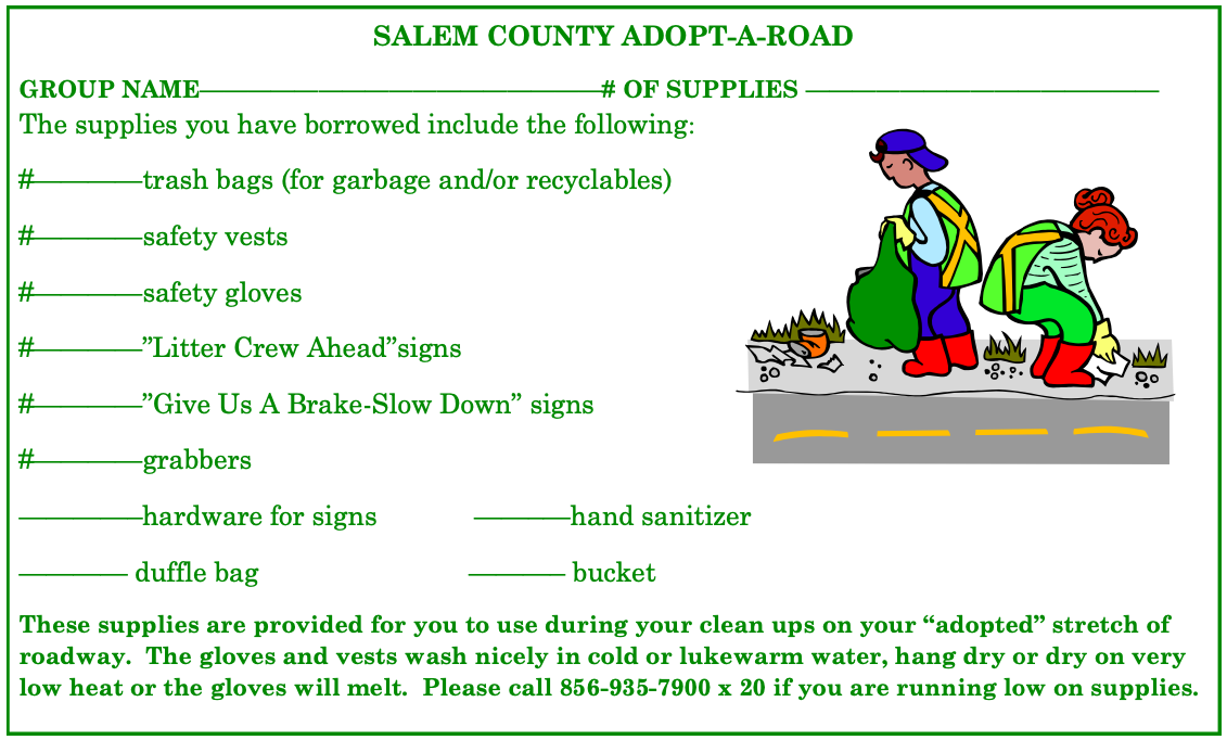 Adopt a Road Suppy Card Salem Image