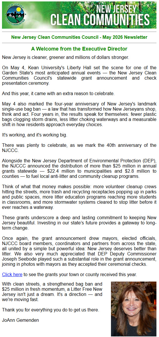 New Jersey Clean Communities Council - May-2026 Newsletter