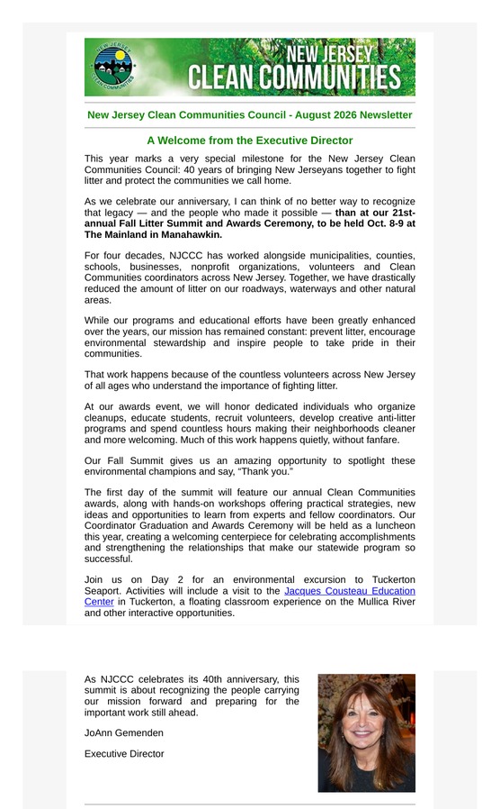 New Jersey Clean Communities Council - August 2026 Newsletter